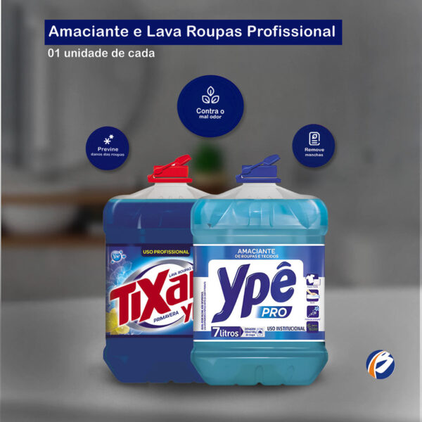 Kit Lavandeira: Lava Roupas Líquido Profissional Tixan Ypê 7L + Amaciante de Roupas e Tecidos Ypê Pro 7L - Image 2